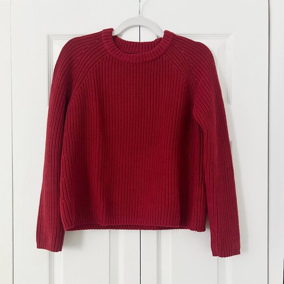 Quince 100% Organic Cotton Fisherman Crew Sweater Size S - Dark Red - Picture 1 of 5